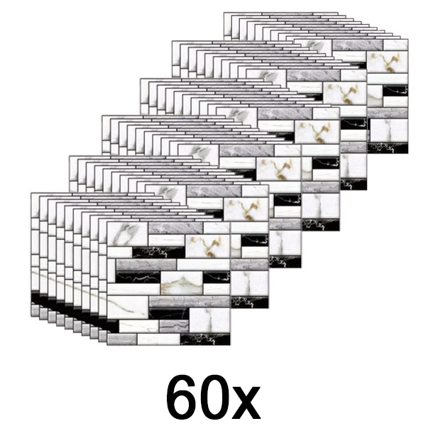 6x Autocolante de perete 3D cu aspect de marmură (10 buc) | MARBLEBLOCKS