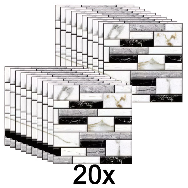 2x Autocolante de perete 3D cu aspect de marmură (10 buc) | MARBLEBLOCKS